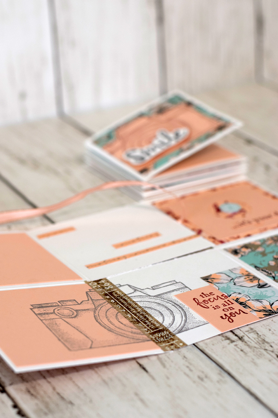 Mini album accordeon petale rose 8