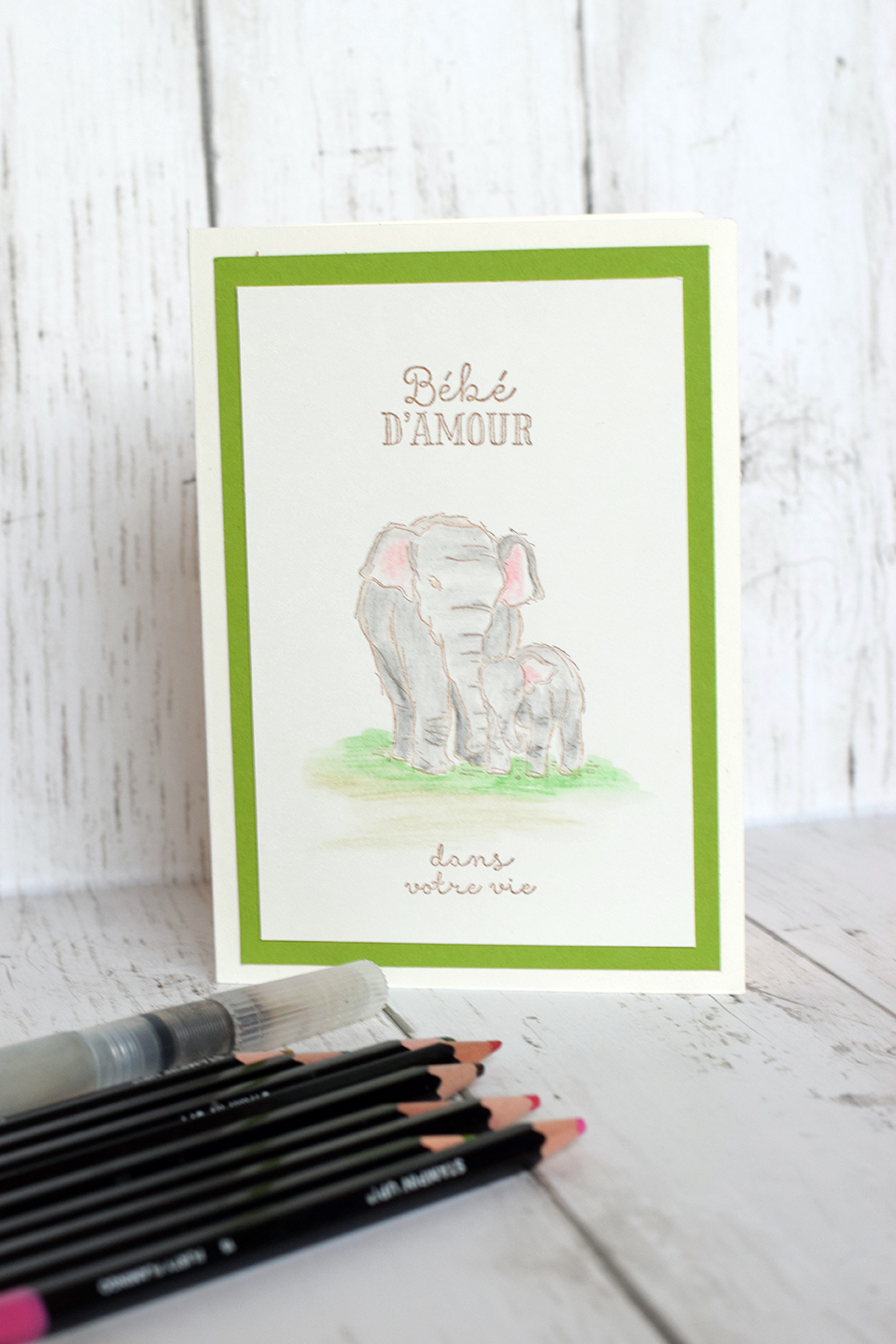 Résultat de la technique aquarelle sans contour avec encreur Bien Beige Stampin'Up!