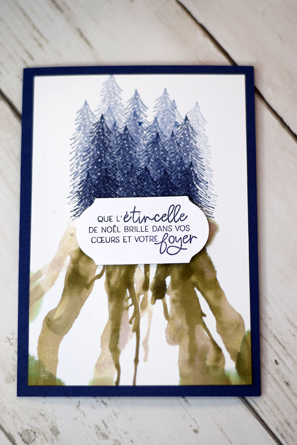 Carte scrapbooking avec effet dégoulinure à la paille et encre liquide Stampin'Up!
