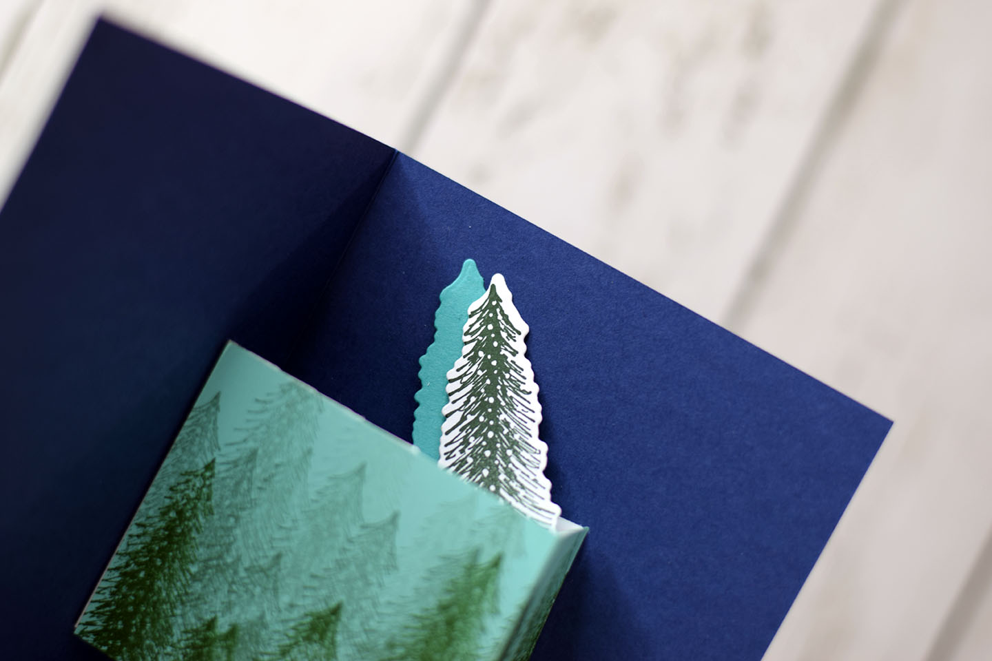 carte popup forêt avec mécanisme bras mobile en papier fait main