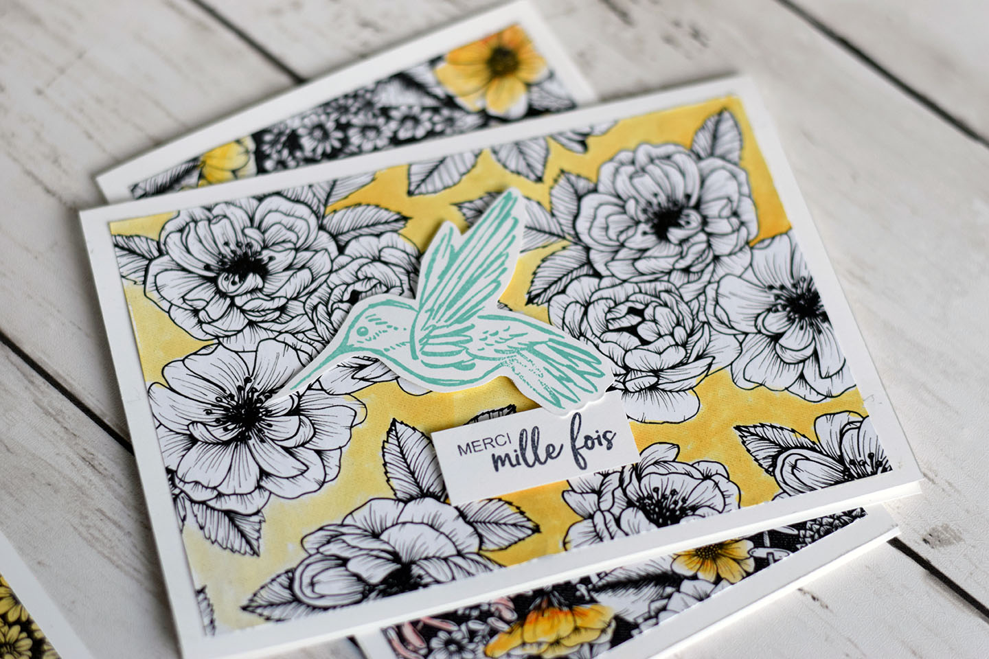 Carte colorisée avec papier design Stampin'Up! – technique coloriage