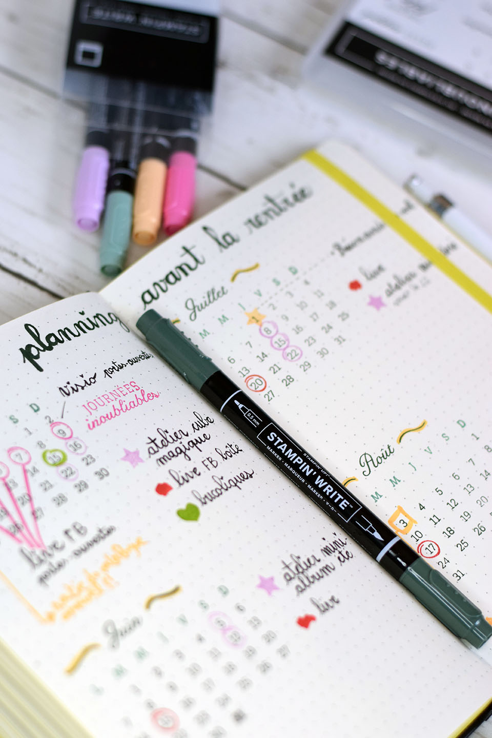 Bujo et carnet de planning customisé avec papier Stampin'Up!