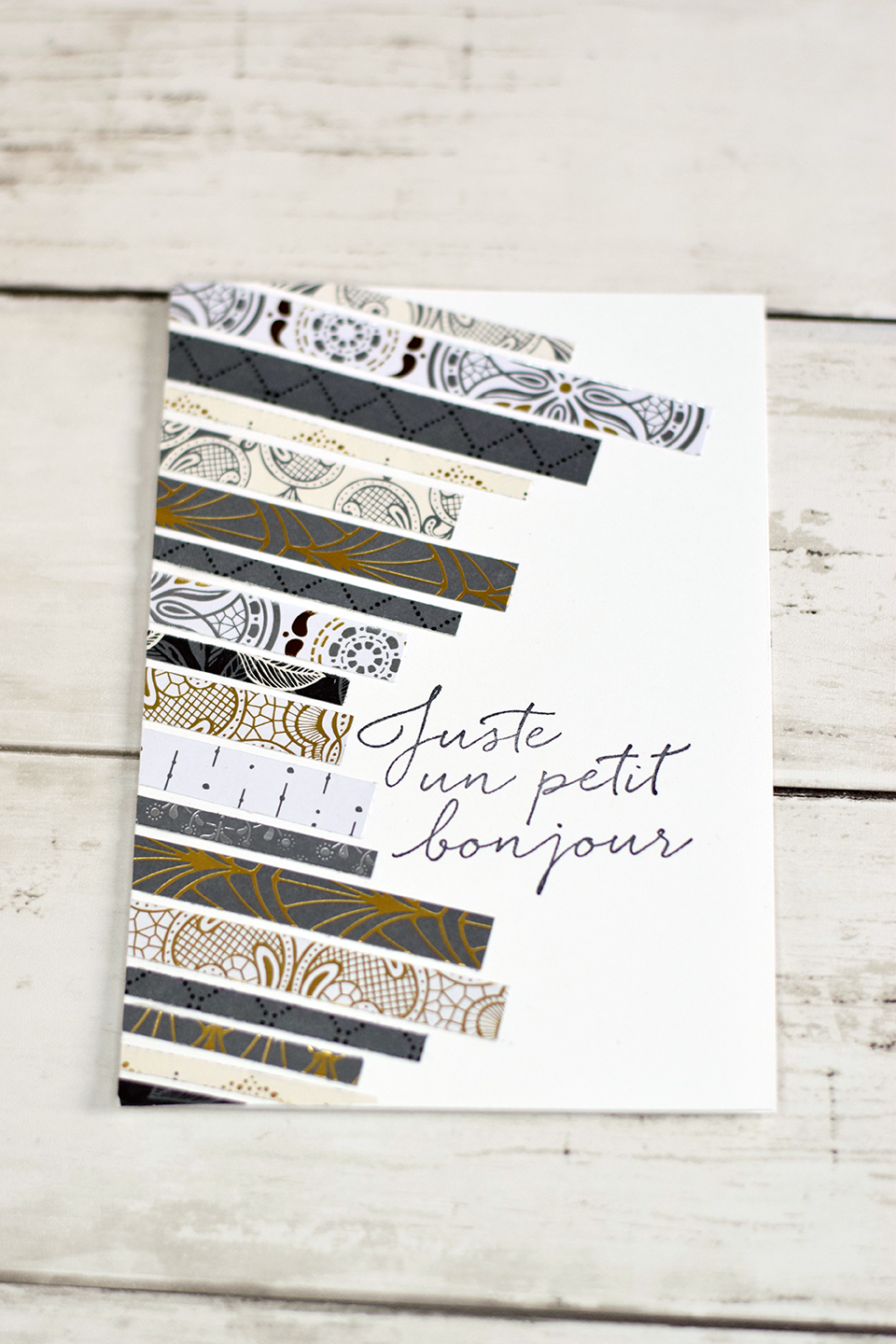 Carte scrap élégante réalisée avec des chutes de papier Stampin'Up!
