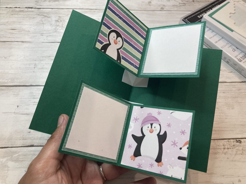 carte popup double pingouin 24