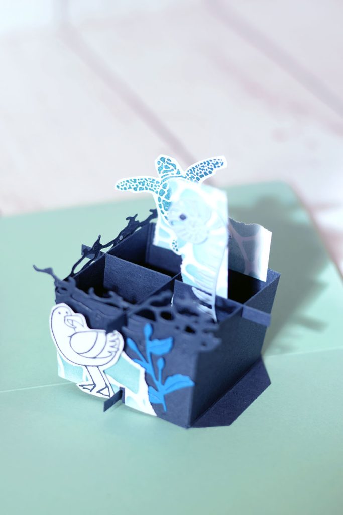 carte popup grille 3Dsur le thème de la mer