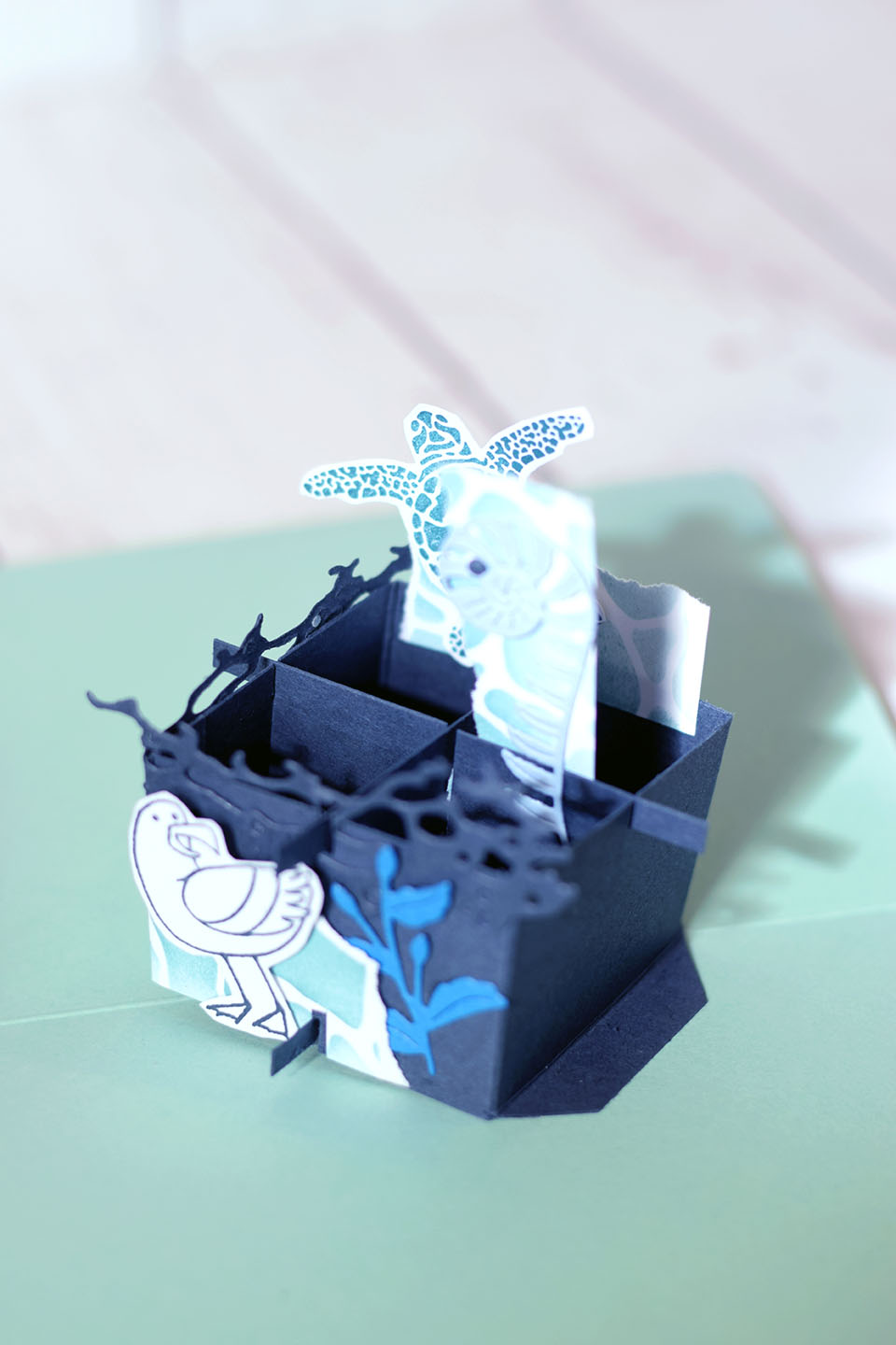 carte popup grille 3Dsur le thème de la mer