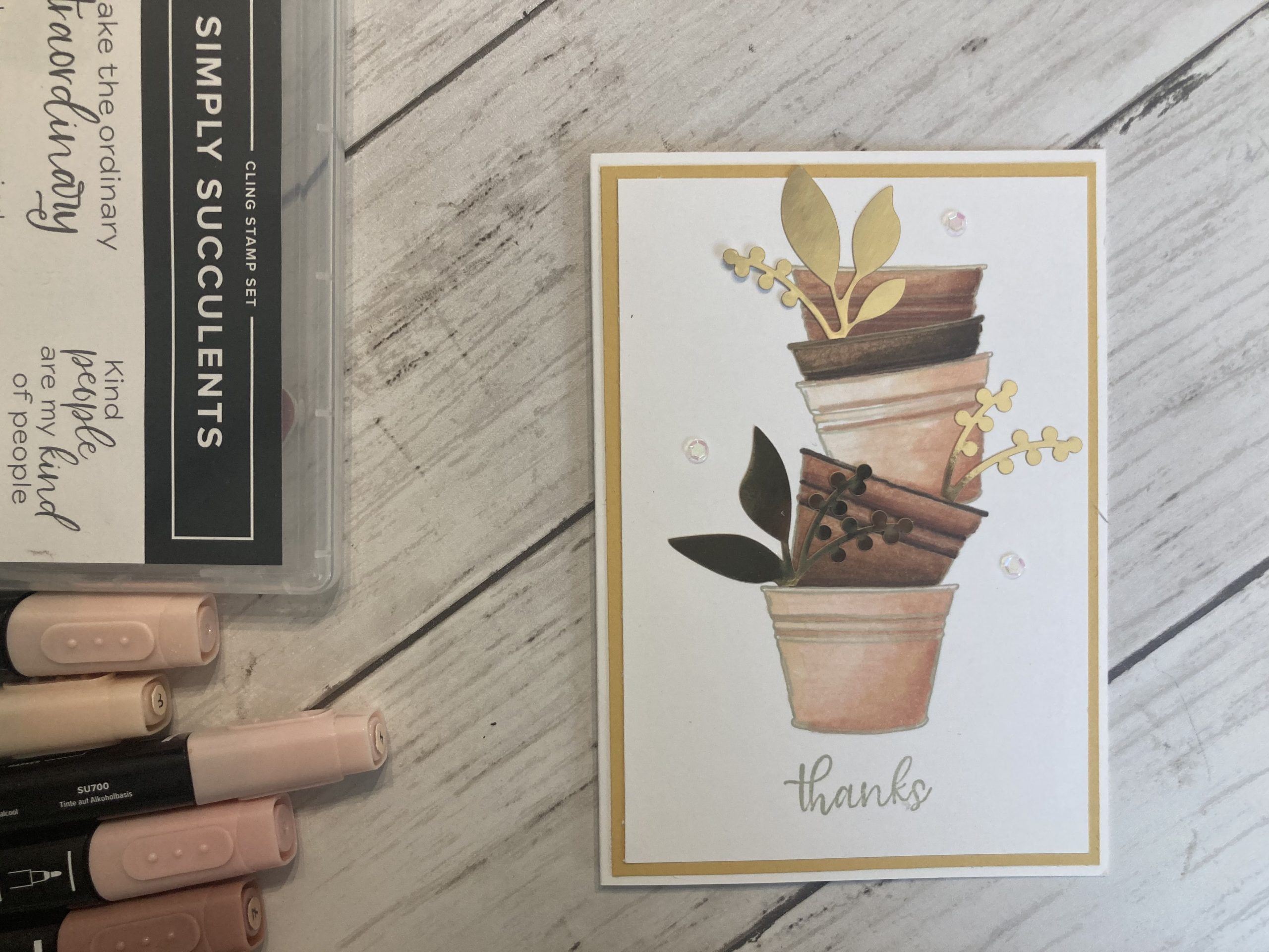 Carte scrapbooking coloriée aux Stampin'Blends dans des tons naturels