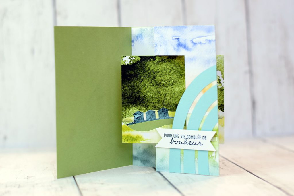 carte qui tourne avec paysages - mécanisme flip-flap en action