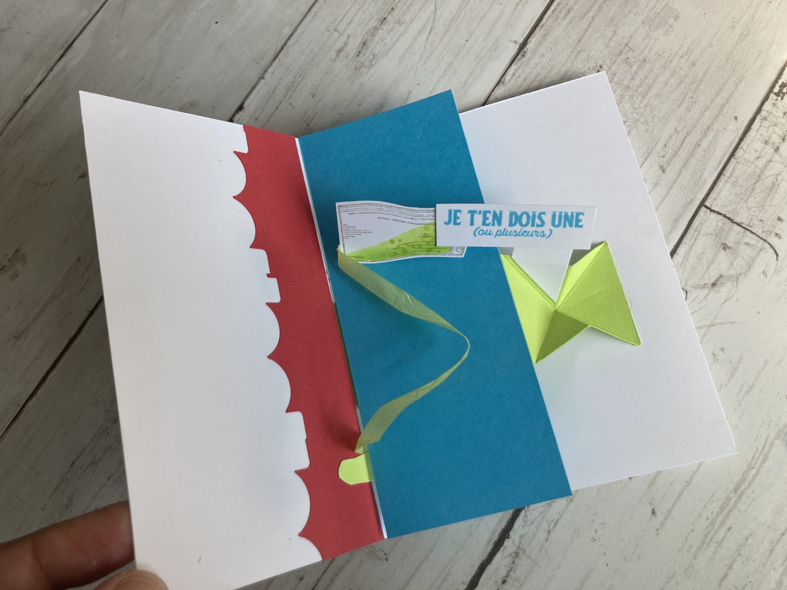 carte popup bras simple effet verre renversé scrapbooking DIY