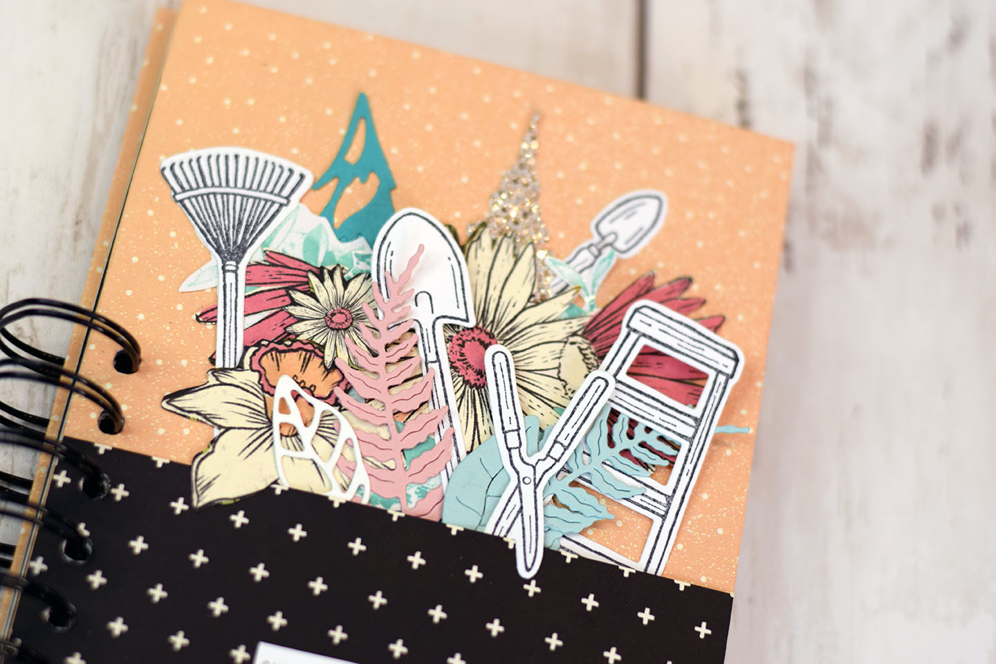 page de scrapbooking herbier nature – idée créative avec tampons