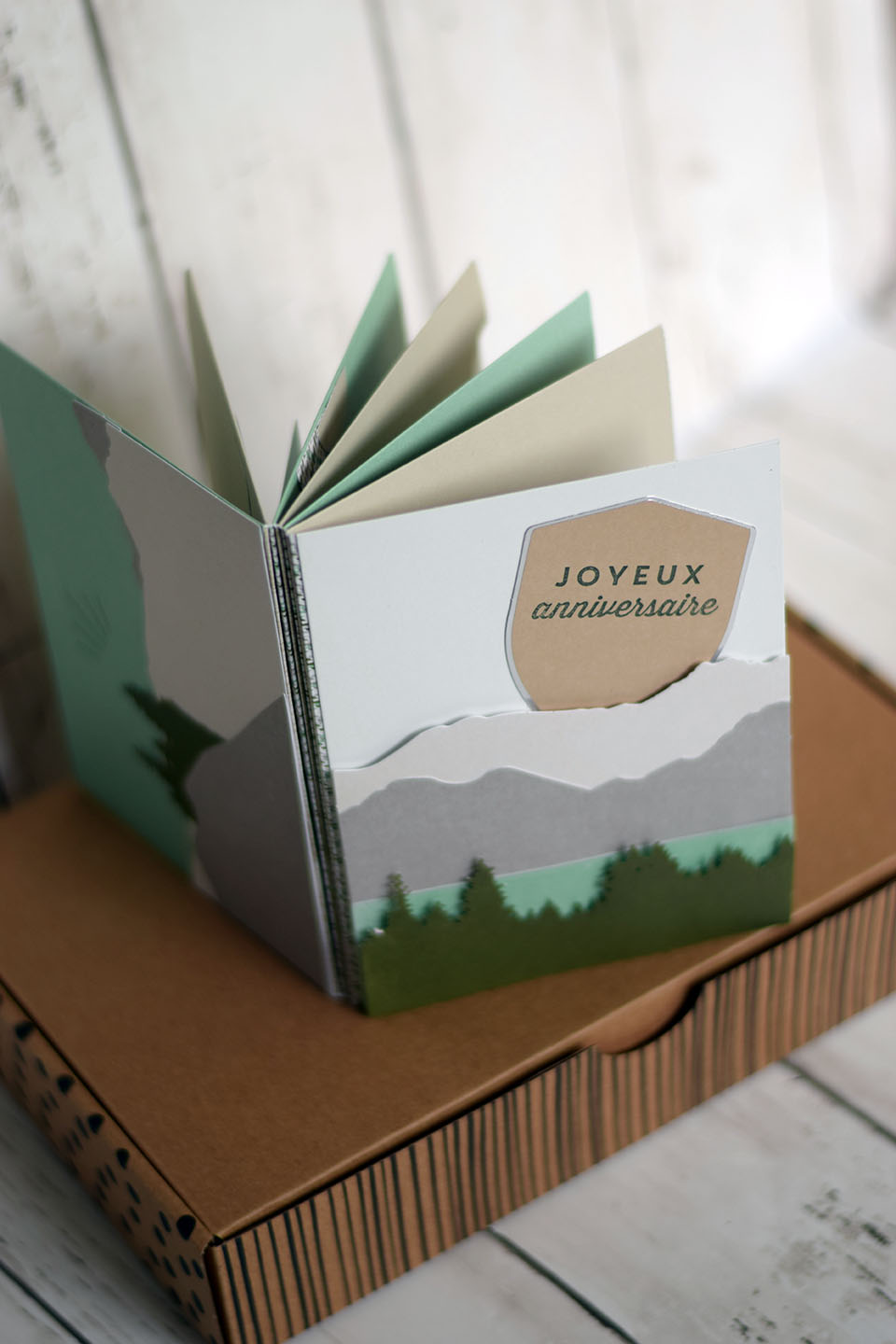 Mini-album enveloppe Stampin'Up ouvert montrant les enveloppes imbriquées et pochettes