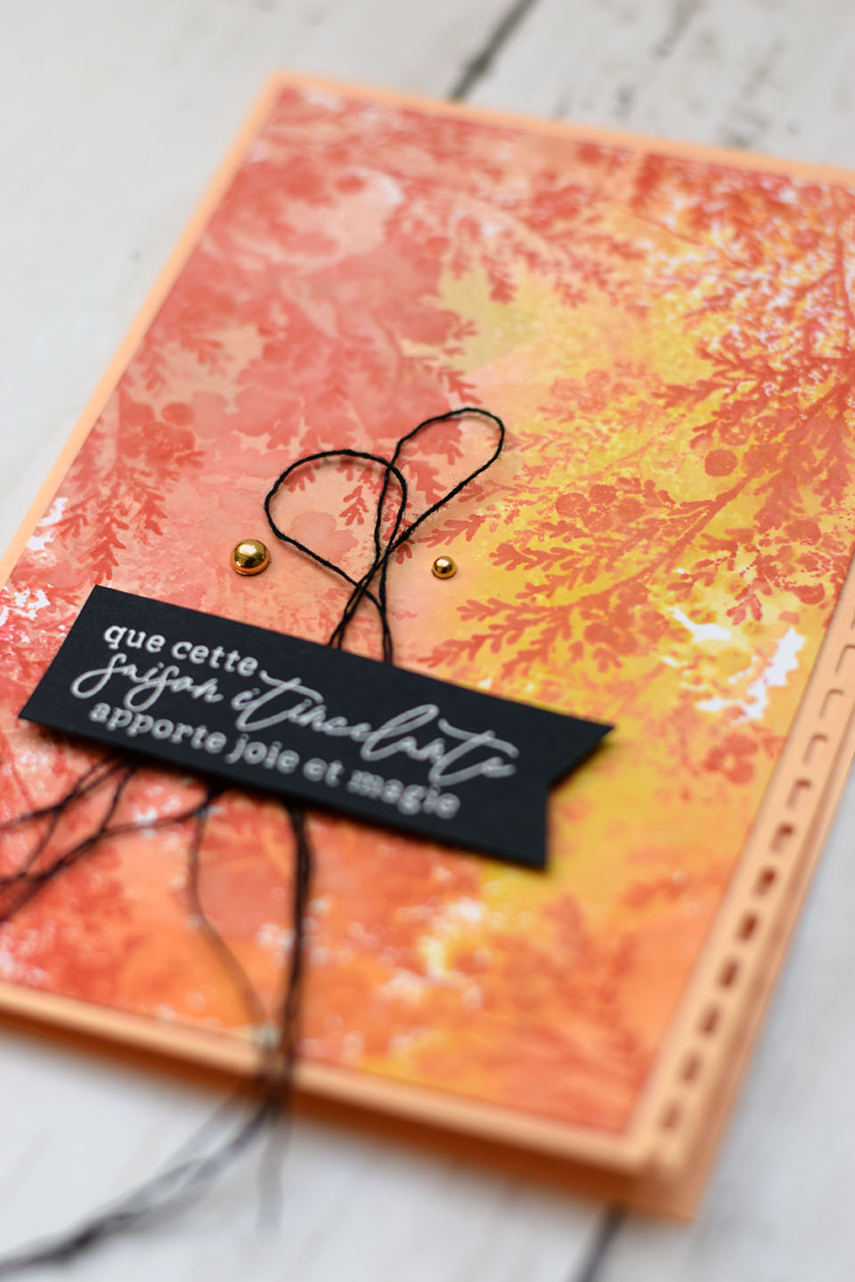 Carte automnale réalisée en aquarelle avec encres Stampin'Up!