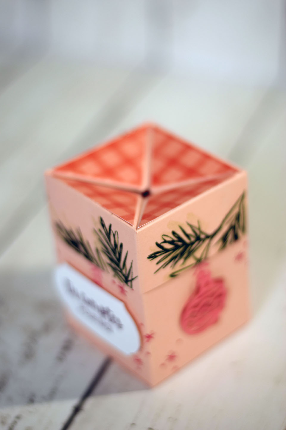 Boîte au couvercle impossible fermée, projet scrapbooking