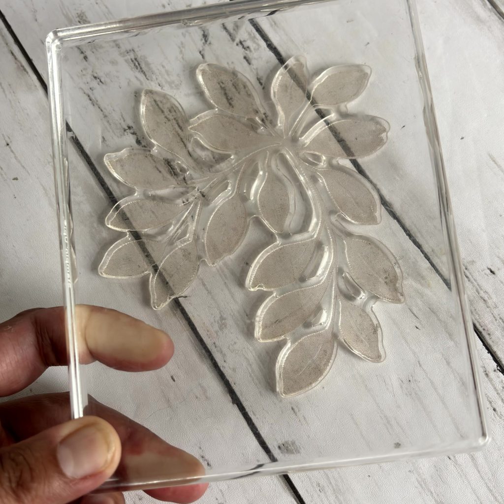 tampon transparent feuillage sur bloc acrylique grand format