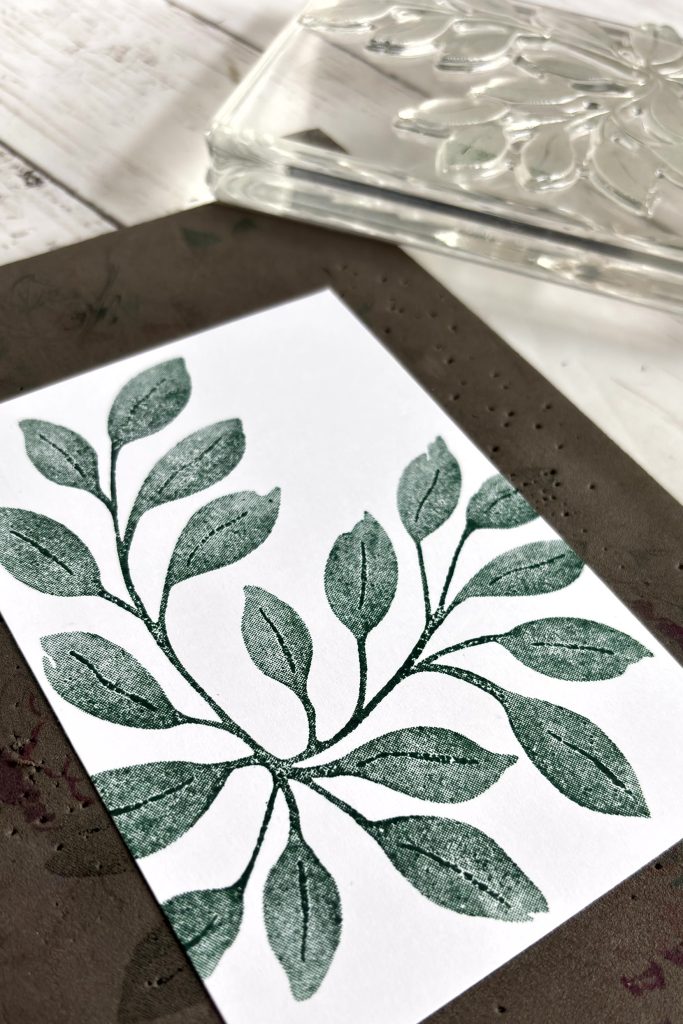 motif branchage de feuilles tamponné sur papier blanc