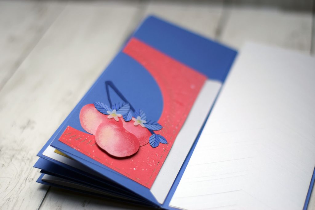 Album enveloppe anniversaire ouvert montrant pochettes photos souvenirs fête