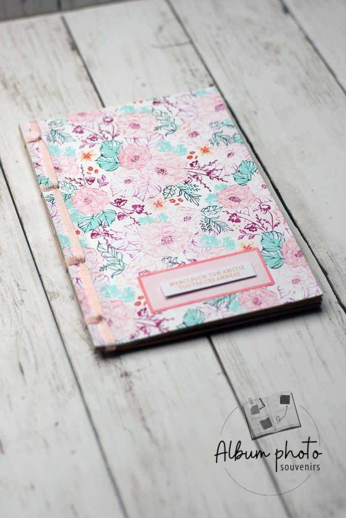 Album photo amitié avec reliure japonaise et papier fleuri Stampin'Up!