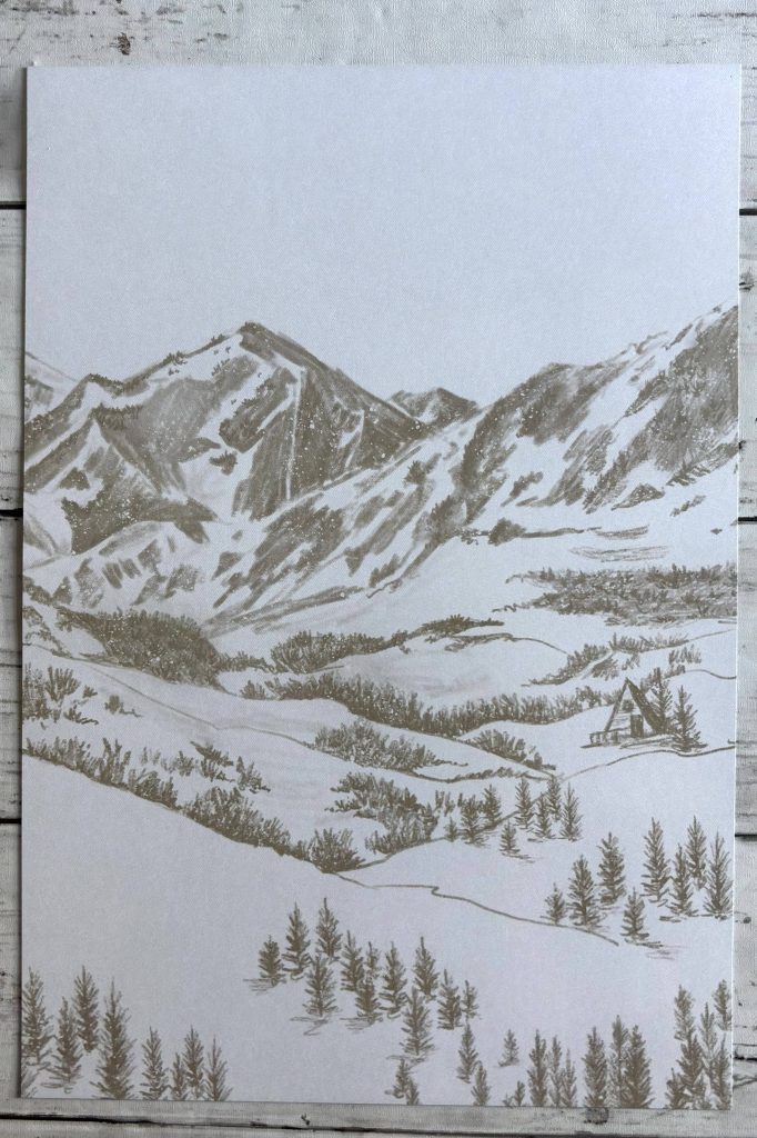 Feuille avec un motif de montagne