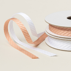 galon à diagonales (6,4 mm) pétale rose et blanc