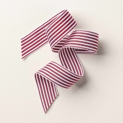 Ruban gros-grain rayé cerise carmin et blanc